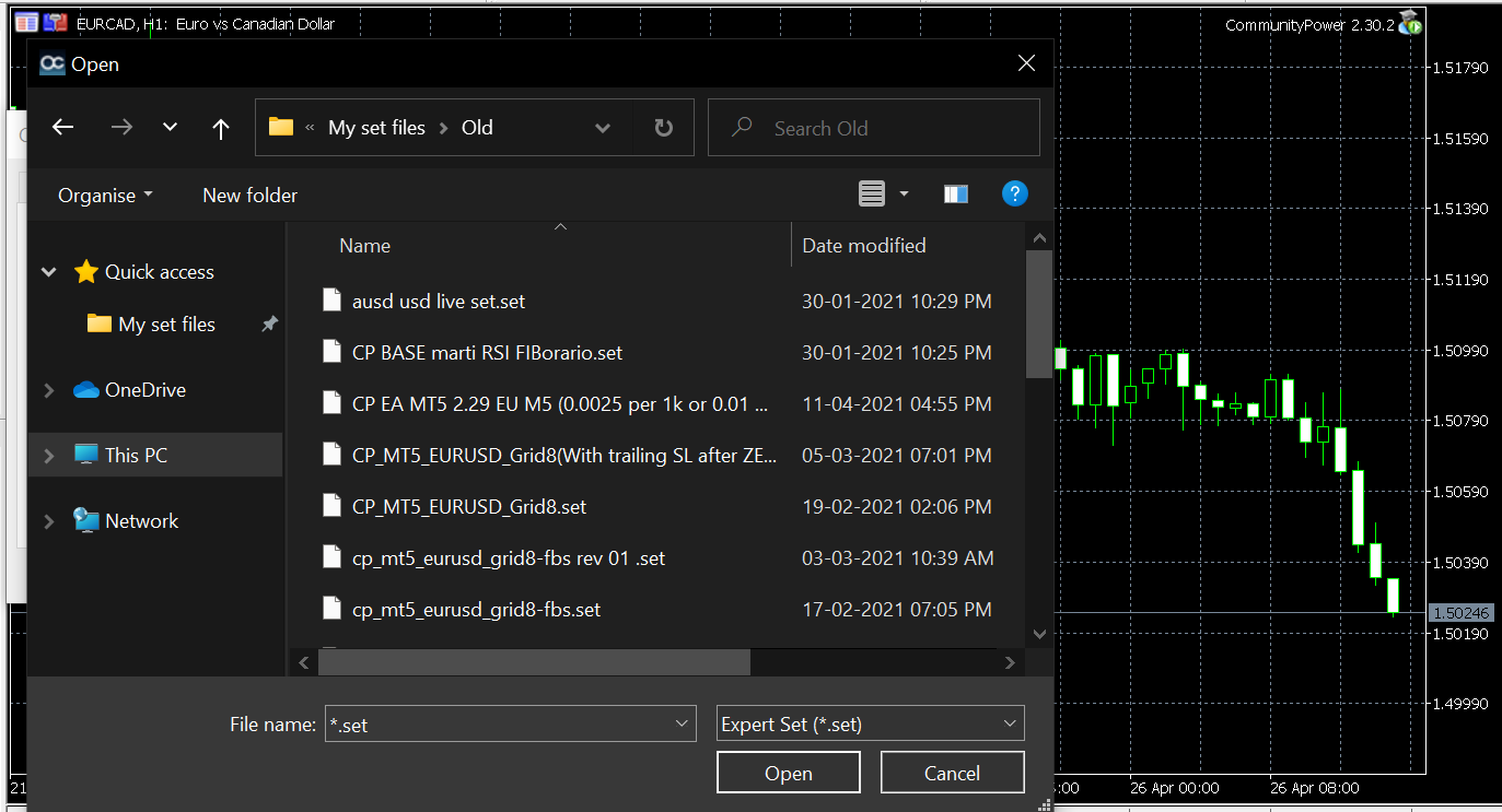 How to load a set file to EA & save... / CommunityPower EA
